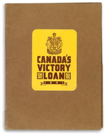 VARIOUS ARTISTS. [WORLD WAR II / FRANCE AND CANADA.] Group of 7 posters and salesmans manual. Circa 1940. Sizes vary.